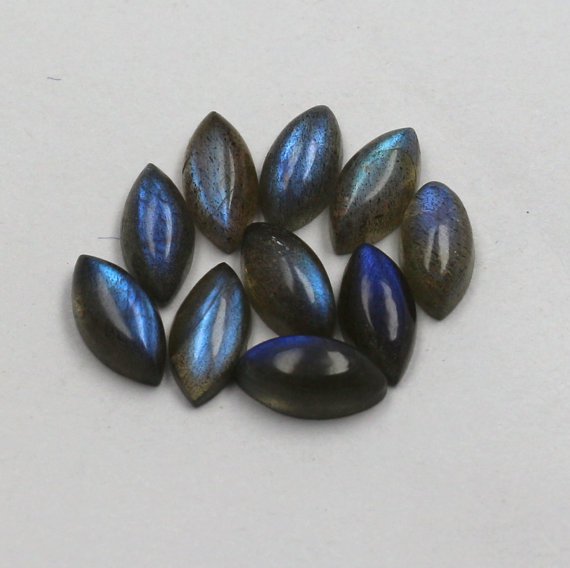 Natural Labradorite 7x14mm  Cabochon Marquise 2 Piece - Blue  Color - Semi Precious - Gemstone