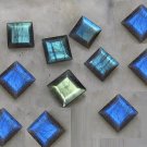 Natural Labradorite 5mm  Square  Cut 10  Pieces Calibrated Size Gray Color Blue Power Gemstone