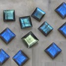 Natural Labradorite 12mm  Square Cut 100 Pieces Calibrated Size Gray Color Blue Power Gemstone