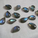 Natural Labradorite 4x6mm  Cabochon Pear  2 Piece Calibrated Size Gray Color Blue Power Gemstone