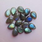 Natural Labradorite 7x10mm  Cabochon Pear 25 Pieces Calibrated Size Gray Color Blue Power Gemstone
