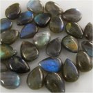 Natural Labradorite 6x8mm Cabochon  Pear 2 Piece Calibrated Size Gray Color Blue Power Gemstone