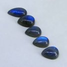 Natural Labradorite 10x14mm  Cabochon  Pear 10 Pieces Calibrated Size Gray Color Blue Power Gemstone