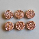 6mm  Natural  Rose Gold Color Coating Flat Druzy Round 25  Pieces  Best Top Rose Gold  Gemstone