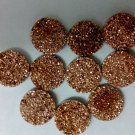 14mm  Natural  Rose Gold Color Coating Flat Druzy Round 10  Pieces  Best Top Rose Gold  Gemstone