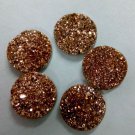 16mm  Natural  Rose Gold Color Coating Flat Druzy Round 5  Pieces  Best Top Rose Gold  Gemstone