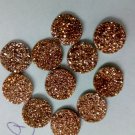 9mm  Natural  Rose Gold Color Coating Flat Druzy Round 5  Pieces  Best Top Rose Gold  Gemstone