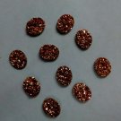10x12mm  Natural  Rose Gold Color Coating Flat Druzy Oval 25 Pieces  Best Top Rose Gold  Gemstone