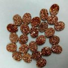 8x6mm  Natural  Rose Gold Color Coating Flat Druzy Oval 25 Pieces  Best Top Rose Gold  Gemstone
