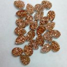 8x6mm  Natural  Rose Gold Color Coating Flat Druzy Pear 5 Pieces  Best Top Rose Gold  Gemstone