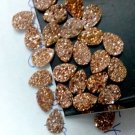 10x12mm  Natural  Rose Gold Color Coating Flat Druzy Pear 10 Pieces  Best Top Rose Gold  Gemstone