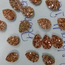 8x10mm  Natural  Rose Gold Color Coating Flat Druzy Pear 25 Pieces  Best Top Rose Gold  Gemstone