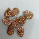 16x12mm  Natural  Rose Gold Color Coating Flat Druzy Pear 10 Pieces  Best Top Rose Gold  Gemstone