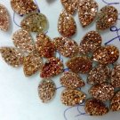 10x14mm  Natural  Rose Gold Color Coating Flat Druzy Pear 25 Pieces  Best Top Rose Gold  Gemstone