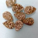 15x20mm  Natural  Rose Gold Color Coating Flat Druzy Pear 5 Pieces  Best Top Rose Gold  Gemstone