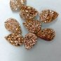 15x20mm  Natural  Rose Gold Color Coating Flat Druzy Pear 25 Pieces  Best Top Rose Gold  Gemstone