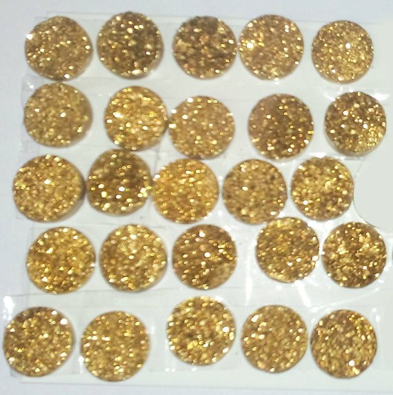 16mm Natural Gold Color Coating Flat Druzy Round 25 Pieces Lot Best Top Gold Color Loose Gemstone
