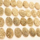 10x12mm Natural Gold Color Coating Flat Druzy Oval 100 Pieces Lot Best Top Gold Color Loose Gemstone