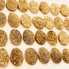 16x12mm Natural Gold Color Coating Flat Druzy Oval 100 Pieces Lot Best Top Gold Color Loose Gemstone