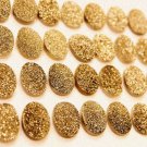 18x13mm Natural Gold Color Coating Flat Druzy Oval 25 Pieces Lot Best Top Gold Color Loose Gemstone