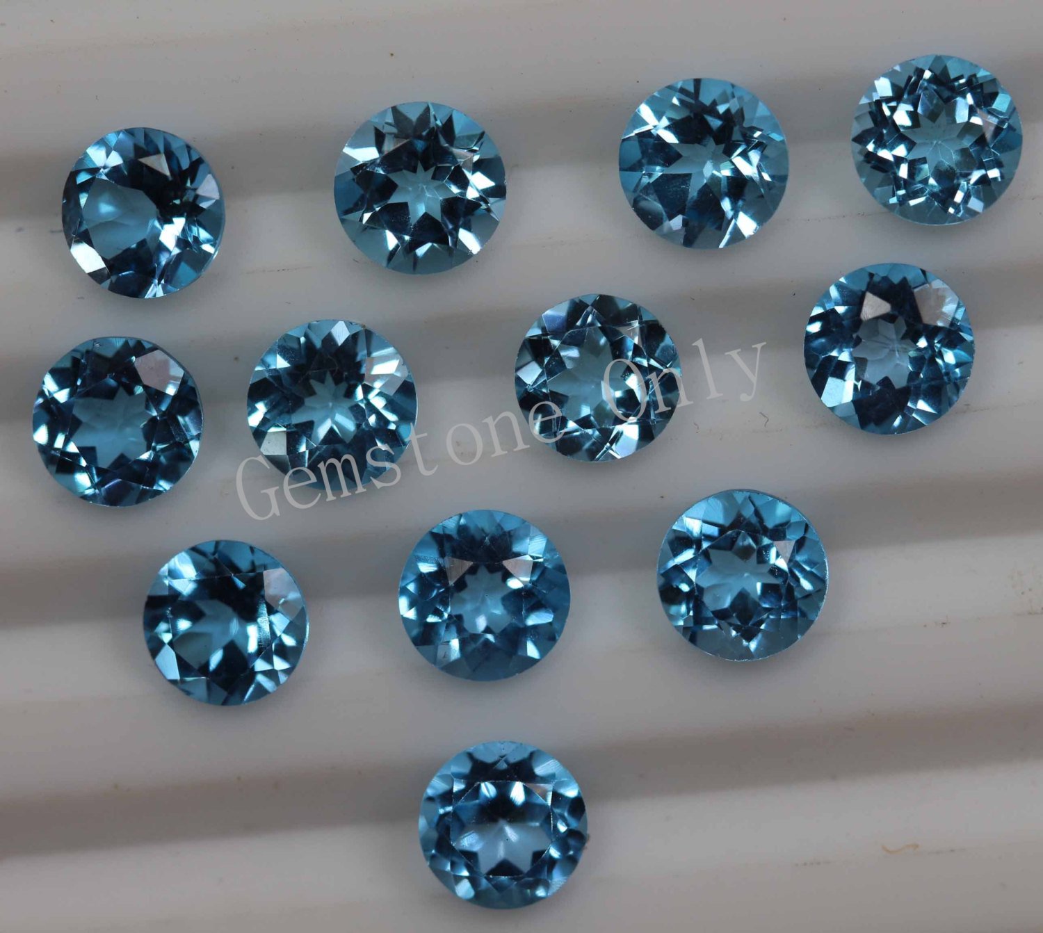 4mm Natural Swiss Blue topaz Faceted Cut Round 2 Piece Blue Color ...