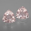 Natural Morganite 4mm Trillion  Faceted Cut 2 Piece Top Quality Peach Color Loose Gemstone