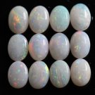 5x7mm Natural Australian Fire Opal Cabochon Oval 2 Piece (1 Pair) Multi Fire Opal Loose Gemstone