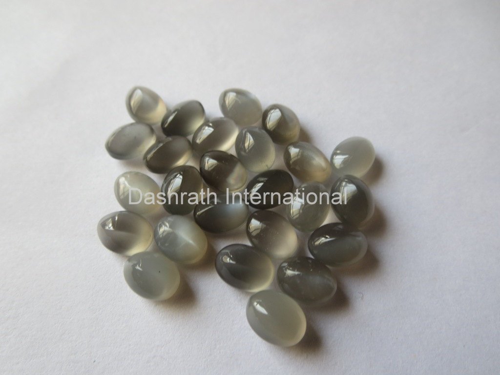 7x5mm Natural Gray Moonstone Cabochon Oval 1 Piece Gray Color Top ...