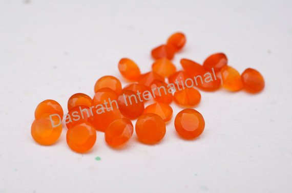 8mm Natural Carnelian Faceted Cut  Round 75 Pieces Lot Orange Color Top Quality Loose Gemstone