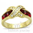 "Hugs" Ring Austrian Crystal Siam Red Clear Accents GL007