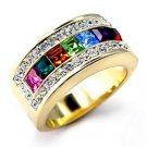 Swarovski Crystal Multi Colored Rainbow Ring