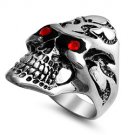 Skull Glowing Red CZ Eyes Steel Ring SR-569