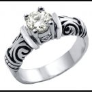 Designer Inspired Solitaire Stainless Steel Russian CZ Ring TK-082