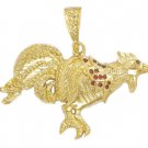 Fighting Rooster Ruby CZs Pendant czp-27