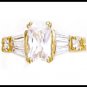Solitaire With Accents Russian CZ Ring Gold Or Rhodium Layered LR-140