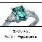 March Birthstone Ring Aquamarine CZ   RDBSR-23