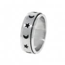 Stainless Steel  Moon And Stars Spinner Ring M32R-7043