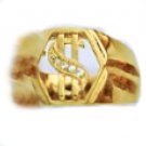 Dollar Sign CZ Ring Gold Or Rhodium Layered MN-26