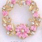 Flower Wreath Pink CZ Gold  Layered Pendant CZP-568