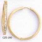 Hoop Earrings Layered In Gold  1 3/8 Inches CZE-280