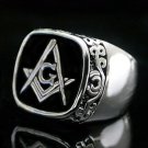 Scroll Design Black Freemason Ring RDMN-80
