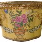 YELLOW PORCELAIN FLOWER POT W/ BIRDS SHAPED BRASS