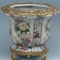 FLORAL PORCELAIN BOWL ACCENTED WITH ANTIQUE BRASS