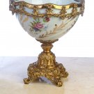 PORCELAIN HAND PAINTED BOWL WITH ANTIQUE SOLID BRASS & BRONZE