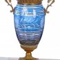 ITALIAN CRYSTAL BLUE PINK VASE WITH ANTIQUE BRASS AND BRONZE