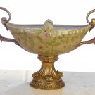 PORCELAIN HAND PAINTED BOWL WITH ANTIQUE STYLE SOLID BRASS