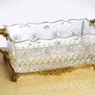 CARVED CRYSTAL WITH ANTIQUE BRASS RECTANGLE PLANTER,Free Shipping