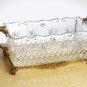 CARVED CRYSTAL WITH ANTIQUE BRASS RECTANGLE PLANTER,Free Shipping