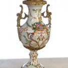 PORCELAIN ANTIQUE HAND PAINTED BABY ANGLES URN WITH LID