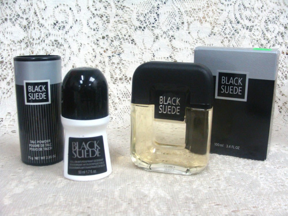 Avon Black Suede After Shave, Talc, & Rollon AntiPerspirant Set